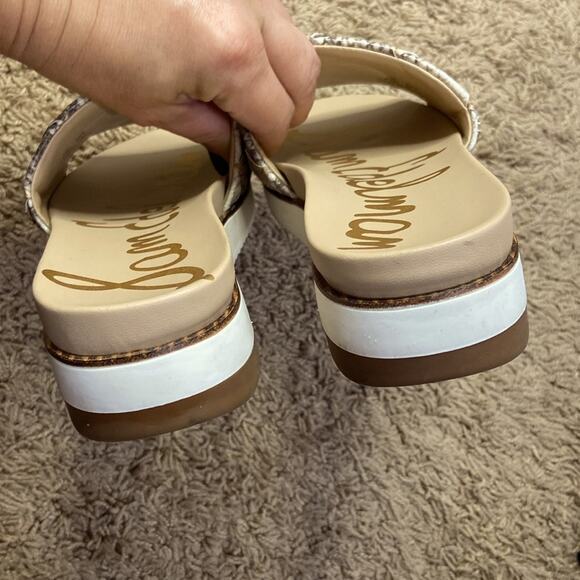 Sam Edelman Women Wheat & Truffle Adaley Woven Python Print Slip-op Sandals 6.5 - Picture 8 of 11